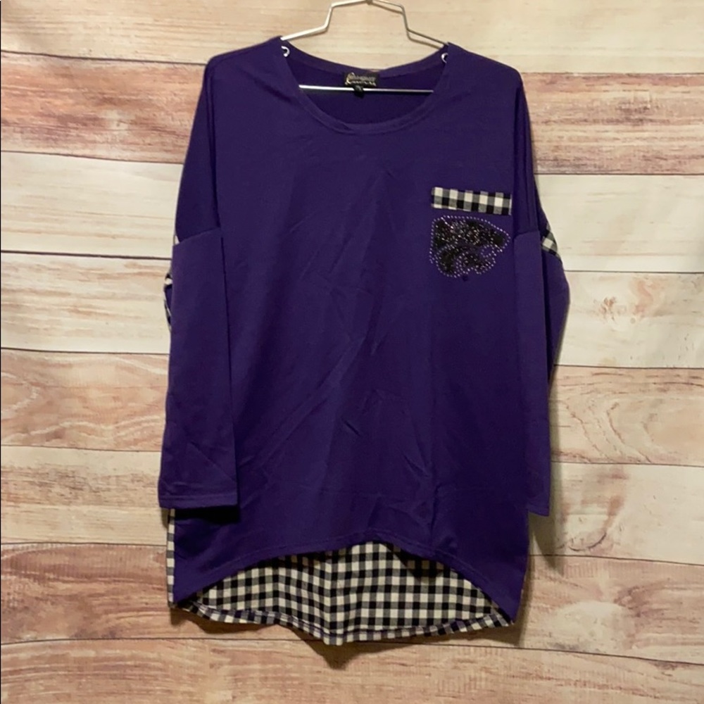 Ladies KState 3/4 Sleeve Tunic Top w/ Bling